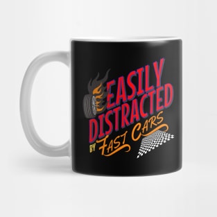 Easily Distracted By Fast Cars Speed Checkered Flag Funny Mug